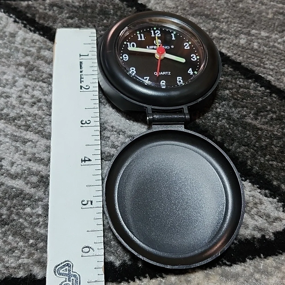TRAVEL PORTABLE QUARTZ BLACK LIFELONG FOLD-UP ALARM CLOCK